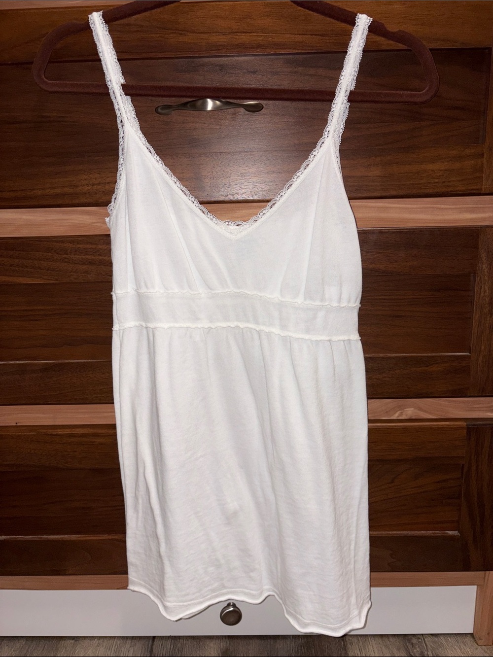 Brandy Melville NWT White Lace-Trim Babydoll Tank Top